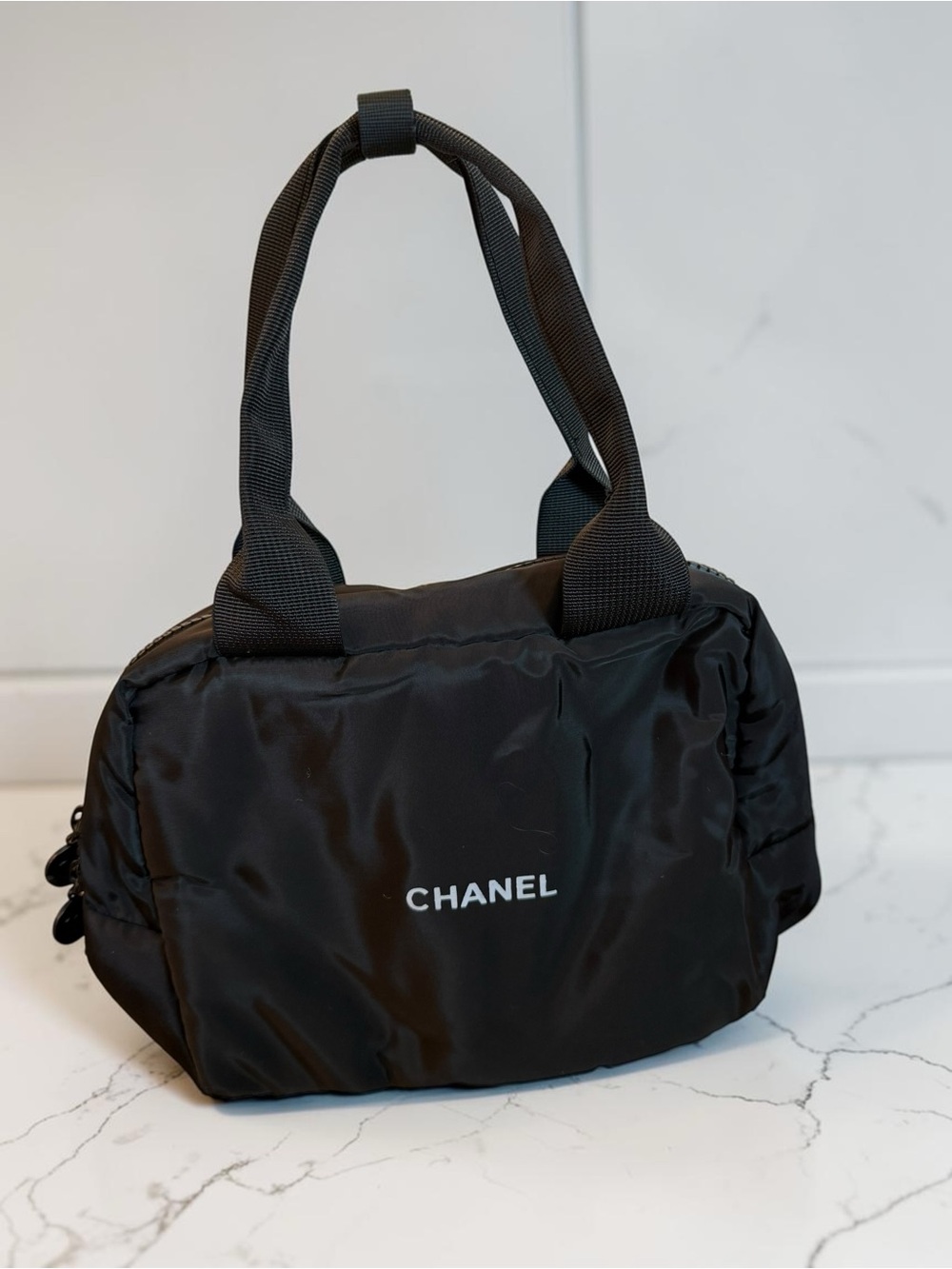 Source Unknown Black  Nylon Top-Handle Cosmetic Bag